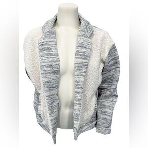 Anthropologie Saturday Sunday Sherpa Fleece Cardigan Jacket S Gray White Cozy